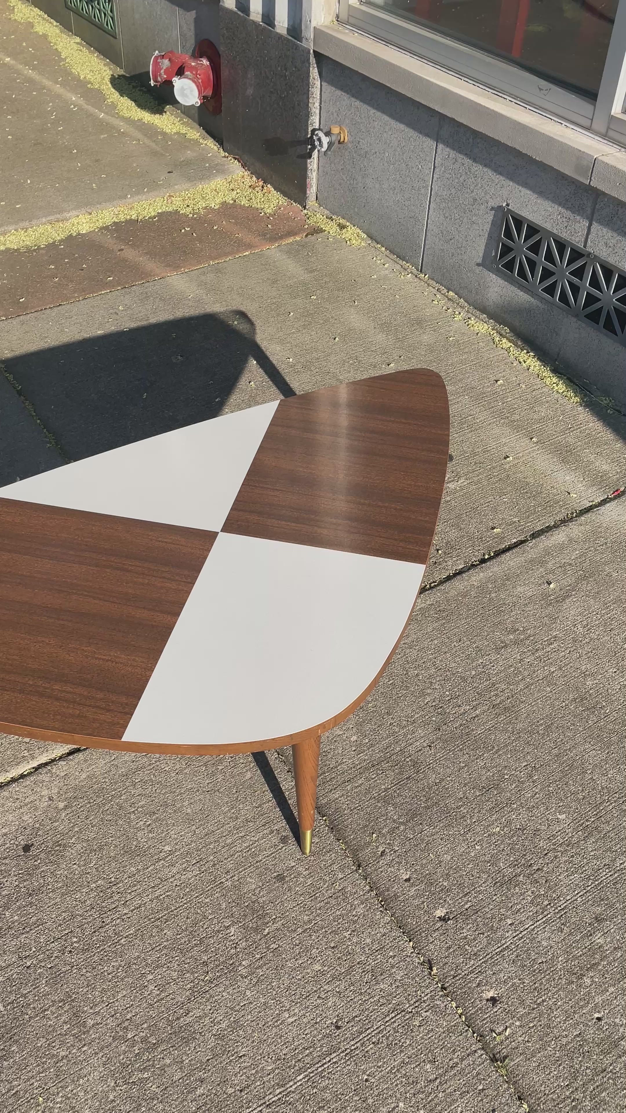 Mid-Century Modern Laminate White Checkered Coffee Table 1960's