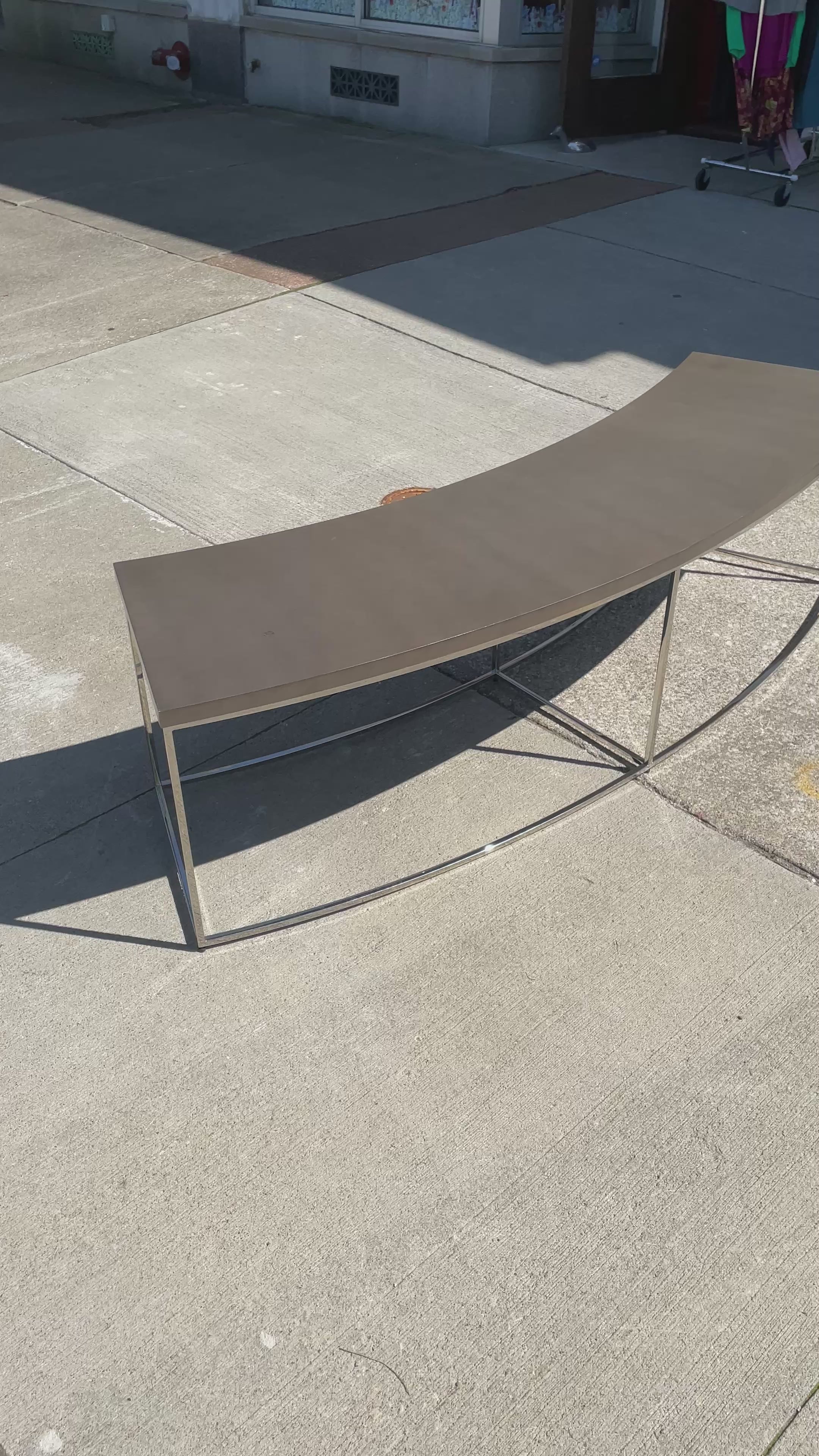 Classic Curved Sofa Table in Grey by Thayer Coggin Designed by Milo Baughman