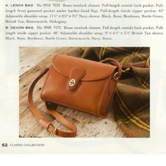 Coach Early 1990s British Tan Devon Crossbody Bag #9908